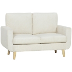 HOMCOM Sofá de 2 Plazas de Pana 134 cm con Patas de Madera Respaldo Grueso Sofá Moderno para Salón Dormitorio Crema