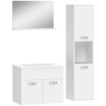 kleankin Conjunto de Muebles de Baño de Pared 4 Piezas Incluye Espejo Armario con Lavabo Cerámico y Columna de Baño Blanco