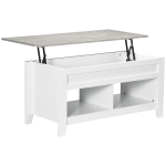 HOMCOM Tavolino Rettangolare con Piano sollevabile, 2 Ripiani, in Truciolato 105x50x49 cm, Bianco