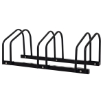 Râtelier 3 vélos - HOMCOM - rangement pneu 65 mm sol ou mural - pour VTT enfants BMX - 76 x 33 x 27 cm - acier - noir