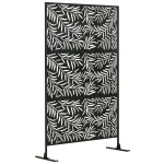 Outsunny Paravento da Esterno in Acciaio con Motivi a Salice e 2 Piedini, 122x45x198 cm, Nero