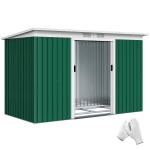 Outsunny Cobertizo de Jardín 280x130x172 cm Caseta de Exterior Metálica para Almacenamiento de Herramientas Verde Oliva