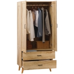 HOMCOM Armoire à vêtements armoire de rangement 2 portes et 2 tiroirs avec tringle - 80 x 54 x 180 cm