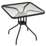 Outsunny Square Garden Dining Table with Tempered Glass Top & Umbrella Hole, 76 x 76 cm
