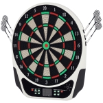HOMCOM Bersaglio Freccette Elettronico in Plastica con 6 Freccette, Effetti Sonori e Visivi, 44 x 50 x 3.2cm, Nero