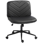 HOMCOM Home Office Desk Chair Height Adjustable Swivel Chair Cross Legged Wide Seat Swivel Wheels Black