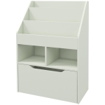 HOMCOM Estantería Infantil de Madera con 3 Compartimentos 2 Cubos y Cajón Móvil con 4 Ruedas 60x29,9x90 cm Verde