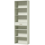 HOMCOM Bookcase Narrow Tall Space-Saving Bookshelf Drawer Open Shelves 60 x 24 x 182 cm Light Green