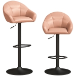 HOMCOM Bar Stools Adjustable Heights Breakfast Bar Stools Backrest Armrests Set of 2, Brown