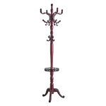 Porte-manteau européen en bois massif, design sculpté et élégant, plusieurs crochets à hauteurs variées, 48x48x195 cm, Noyer