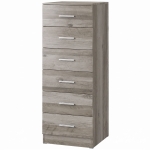 HOMCOM Cassettiera Moderna a 6 Cassetti per Camera, 40x40x110 cm, Grigio