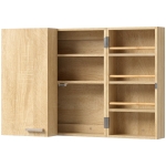 HOMCOM Armadietto porta-farmaci da parete con doppia porta e 2 chiavi, 53x20x53 cm, Rovere