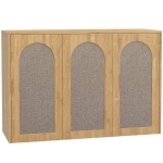 HOMCOM Armadio da parete per bagno con 3 ante effetto rattan soft-close e mensola, rovere