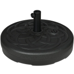 Outsunny Base de Sombrilla de PE Redonda para Postes de 38mm/48mm Rellenable de Arena 35 kg y Agua 25L Ø56x30,5 cm Negro