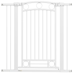 PawHut Puerta para Perros con Ancho Ajustable 76-104 cm Barrera de Seguridad para Perros con 2 Extensiones Blanco