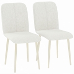 HOMCOM Eetkamerstoelen set van 2, gevoerde keukenstoelen in linnenlook met lichte poten, crème