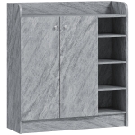 HOMCOM Meuble de rangement à chaussures pour entrée avec 4 compartiments ouverts et placard double porte - étagère réglable