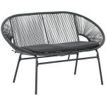 Outsunny Banco Acapulco con Reposabrazos Cojines y Marco de Acero Carga 260 kg para Balcón Terraza Patio 132x72x83 cm Negro