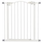 PawHut Metal 74-80cm Adjustable Pet Gate Safety Barrier w/ Auto-Close Door White