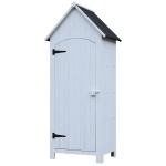 Outsunny Casetta Porta Attrezzi in Legno a 3 Mensole con Tetto Impermeabile in Bitume, 77.5x54.2x179.5 cm, Bianco