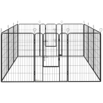 PawHut Parque para Perros de 12 Paneles con 2 Puertas Corralito para Perros para Exterior Interior de Acero 80x120 cm Negro