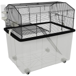 PawHut Two-Tier Gerbil Cage, Hamster Cage for Dwarf Hamster w/ Wheels, Deep Bottom, Food Dish, Water Bottle