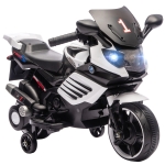 AIYAPLAY Motocicletă electrică pentru copii 6V cu roți ajutătoare detașabile, faruri și muzică, vârsta 18-36 luni, alb
