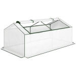 Outsunny Mini Serre de Jardin à Toit Pointu, Fenêtre avec Moustiquaire Intégrée, Métal Thermolaqué, 180 x 90 x 70 cm, Blanc