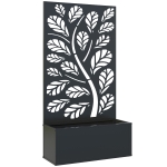 Outsunny Outdoor Metal Planter, with Back Trellis - Black