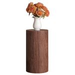 Table basse ronde élégante, bords arrondis et patins antidérapants, 30x30x55 cm, Noyer