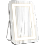 HOMCOM Oglindă de machiaj cu lumini reglabile în 3 culori, priză USB și oglindă cu mărire 10x, 31x41,5x3 cm, alb