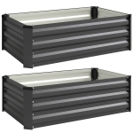 Outsunny Set of Two 60 x 100cm Galvanised Steel Planters, Grey