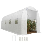 Outsunny Serra da Giardino a Tunnel 5x2x2m con Struttura in Acciaio e Telo in Polietilene Bianco
