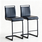 Lot de 2 tabourets de bar style nordique, design épuré et élégant avec piètement métal doré robuste, 39x46.5x96.5 cm, Noir