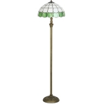 HOMCOM Tiffany-Style Floor Lamp with Handcrafted Stained Glass Shade, 152cm Tall Vintage Standing Lamp, Bronze Tone and Green
