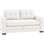 HOMCOM Canapé convertible 2 places canapé-lit avec dossier capitonné, coussins et matelas pliable au sol, blanc