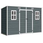 Outsunny Abri de jardin en plastique, avec plancher, 303 x 123 x 197 cm, effet bois gris