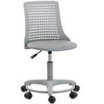 HOMCOM Cadeira de Escritório sem Braços Cadeira de Secretária Giratória em Malha com Encosto Vazado Ajustável 43x42x74-86 cm Cinza