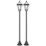 Outsunny Set 2 Felinare Solare pentru Grădină cu 2 LED-uri și Aprindere Automată, Negru