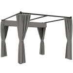 Outsunny Pergolă de Grădină cu Acoperiș Retractabil și Draperii, din Metal și Poliester, 300x300x227 cm, Gri Deschis