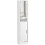 kleankin Armario para Baño Alto Mueble Columna de Baño con Espejo 2 Puertas y Estantes Ajustables Multiusos 32x28x162 cm Blanco