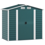 Outsunny Casetta da Giardino in Metallo con Porte Scorrevoli e Lucchetto con Chiavi, 2.1x1.2x1.9m, Verde