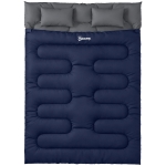 Outsunny Saco-Cama Duplo para Adultos Tamanho Queen para 2 Pessoas com 2 Almofadas e Saco de Transporte Azul Escuro