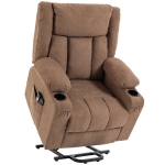 HOMCOM Dual Motor Recliner Chair, 55° Electric Lift Chair for Elderly, Recliner Armchair with Massage and Heat, Brown