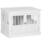 PawHut Jaula para Perros Pequeños Mesa Auxiliar Moderna con 3 Puertas Francés con Cierre Magnético 78x53x59,3 cm Blanco