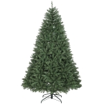 HOMCOM Brad de Crăciun Artificial de 210 cm cu Ramuri pe Balamale și Bază Metalică Pliabilă, Verde