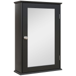kleankin Dulap de Baie Suspendat cu Oglindă și Ușă cu Închidere Magnetică, 41x14x60 cm, Negru