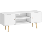 HOMCOM Mobilă TV pentru televizoare de până la 55 inch, cu 2 dulapuri și 2 rafturi deschise, din lemn și PAL melaminat, 120x34x50 cm, alb