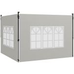 Outsunny Set 2 Pereți Laterali pentru Foișor 3x3 m și 3x6 m cu Ferestre, din PE și Plastic, 293x193 cm, Alb