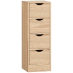 HOMCOM Mobile Bagno Salvaspazio con 4 Cassetti e Maniglie Intagliate Stile Nordico, 29x29x83 cm, Legno Naturale